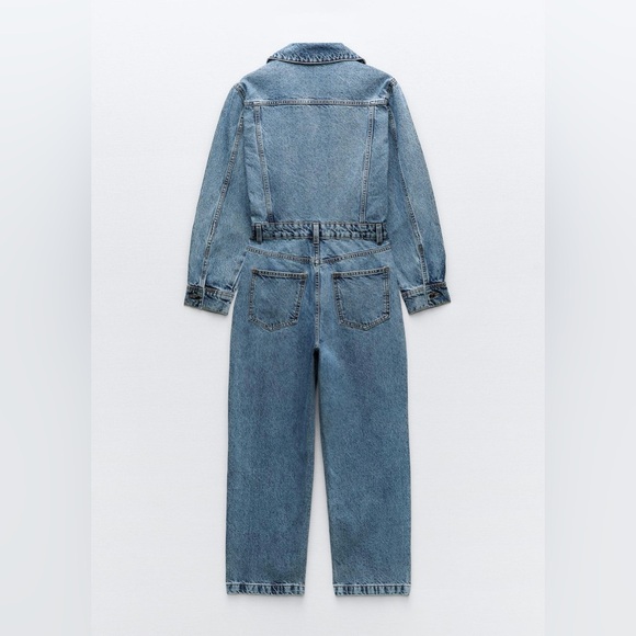 BNWT ZARA Z1975 LONG SLEEVE DENIM JUMPSUIT MID-BLUE LONG SLEEVES SMALL - Picture 5 of 8